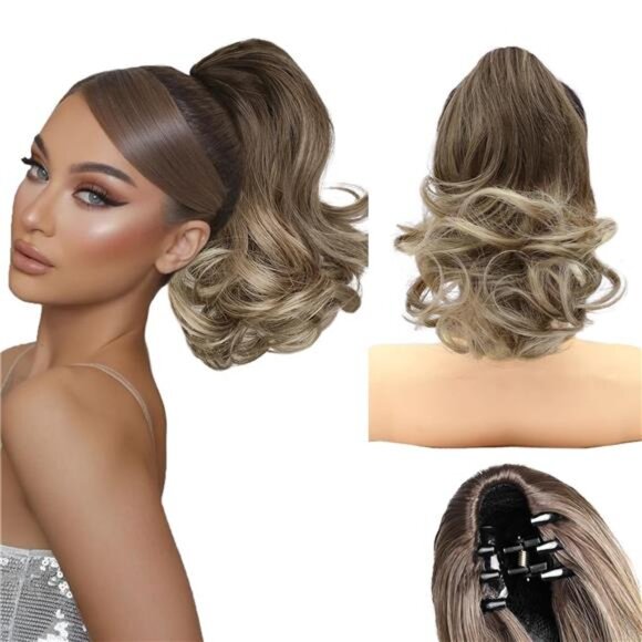 Other - Claw Clip Ponytail Extension Ombre Blonde 12" Short